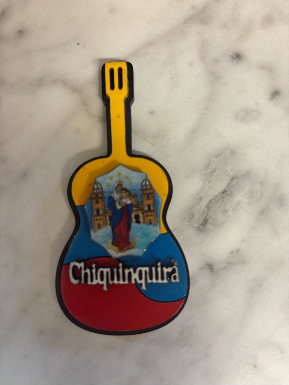 Colombian Chiquinquira Souvenir Guitar fridge magnet- Yellow, Blue, Red
